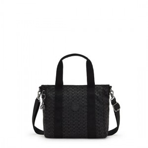 Kipling Asseni Mini Printed Tote Bags Black | GRYIU2546