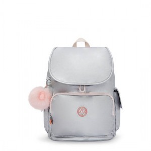 Kipling City Pack Metallic Backpack Silver / Metal | OZQBS5807