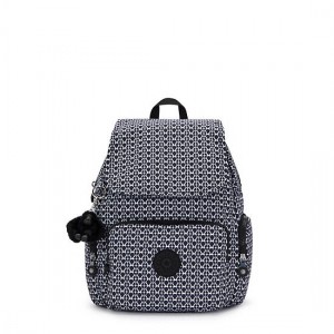 Kipling City Zip Printed Small Backpack Grey / White / Black | UMAZL3802