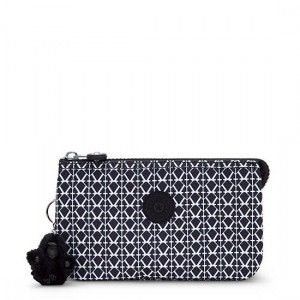 Kipling Creativity Large Printed Pouches Black / White | IXVLC2714