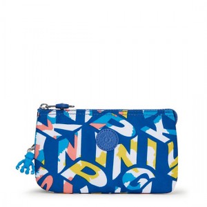 Kipling Creativity Large Printed Pouches Blue / Multicolor | IEKZS5370