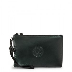 Kipling Fancy Metallic Puff Wristlet Wallets Deep / Green | FILDE2315