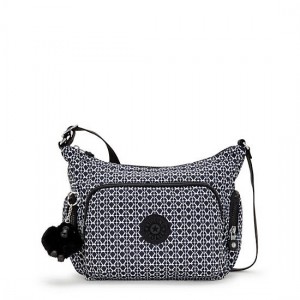 Kipling Gabb Small Printed Crossbody Bags Grey / White / Black | NBQXM9158