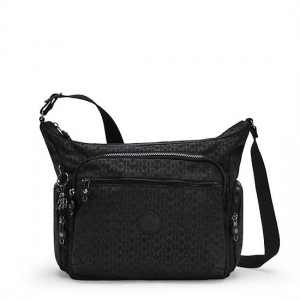 Kipling Gabbie Printed Crossbody Bags Black | ZJAVD0861