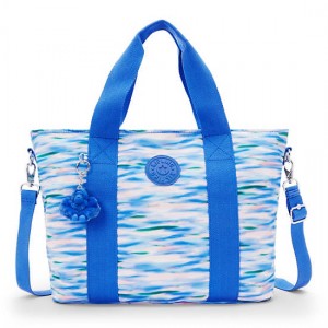 Kipling Minta Large Printed Shoulder Bags Blue | ISNWL8102