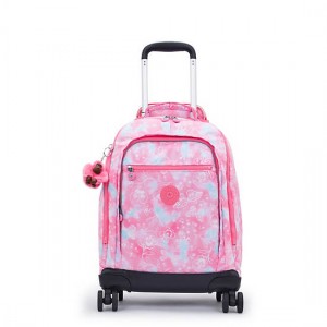 Kipling New Zea Printed 15" Laptop Rolling Backpack Pink / Blue | XBHYJ9524