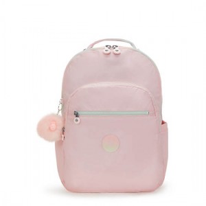 Kipling Seoul Extra Large Metallic 17" Laptop Backpack Pink / Metal | RAXIU0742