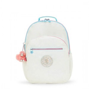 Kipling Seoul Extra Large Metallic 17" Laptop Backpack White / Blue / Red | TUGOJ4365