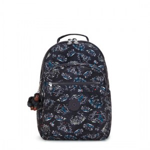 Kipling Seoul Lap Printed 15" Laptop Backpack Green | XFYKA3029