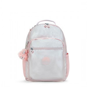 Kipling Seoul Large Metallic 15" Laptop Backpack Silver / Pink | VDNHE7593