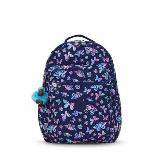 Kipling Seoul Large Printed 15" Laptop Backpack Navy / Multicolor | CPYNV3718