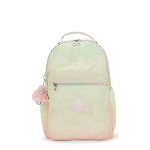 Kipling Seoul Large Printed 15" Laptop Backpack Yellow / Pink | YAEWI8730