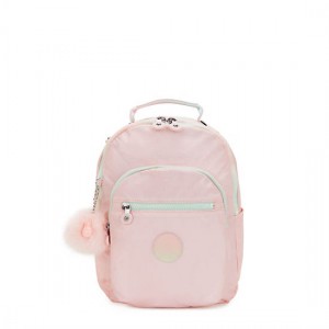 Kipling Seoul Small Metallic Tablet Backpack Pink / Metal | IDXYW4685