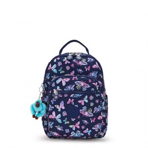 Kipling Seoul Small Printed Tablet Backpack Navy / Multicolor | HSOWA8437