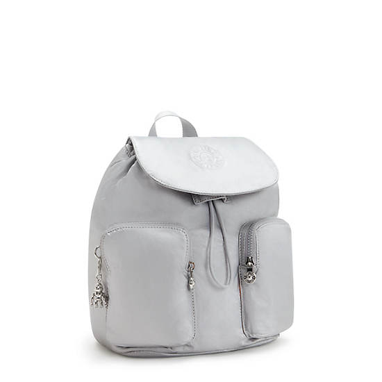 Kipling Anto Metallic Small Backpack Silver | BQPJM0426