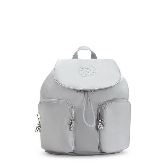 Kipling Anto Metallic Small Backpack Silver | BQPJM0426