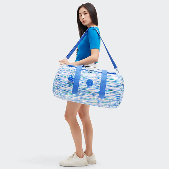 Kipling Argus Medium Printed Duffle Bags Blue | KORCV7354