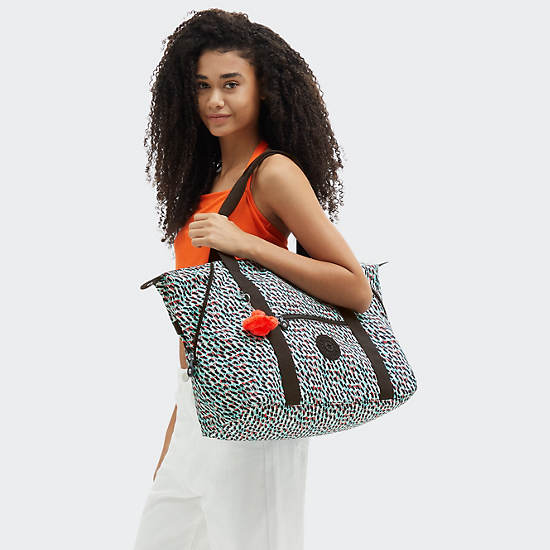 Kipling Art Medium Printed Tote Bags Black / Multicolor | QDGXH4061