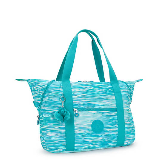 Kipling Art Medium Printed Tote Bags Light Turquoise | ZWUNI3059