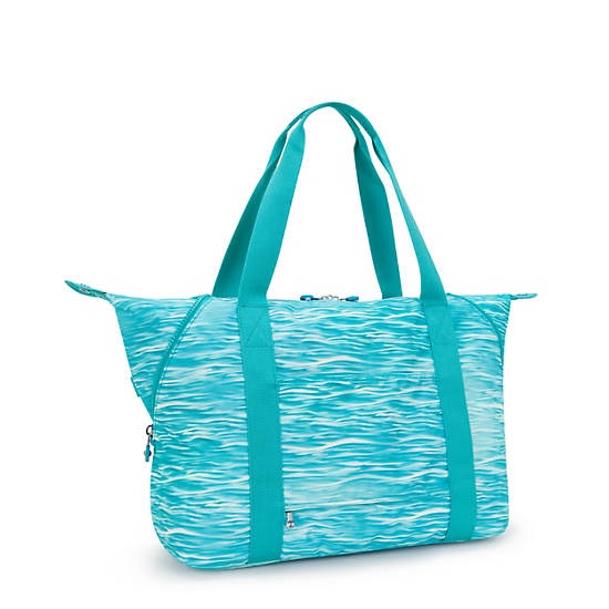 Kipling Art Medium Printed Tote Bags Light Turquoise | ZWUNI3059