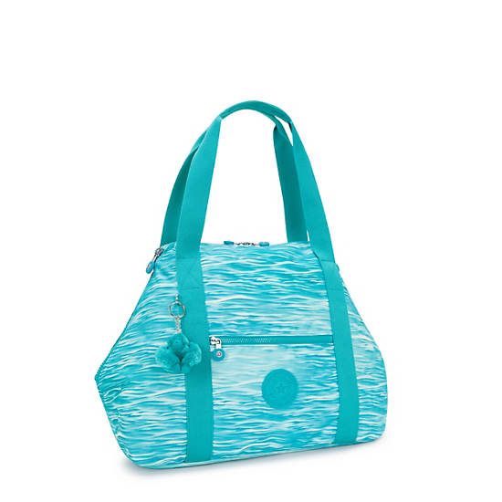 Kipling Art Medium Printed Tote Bags Light Turquoise | ZWUNI3059