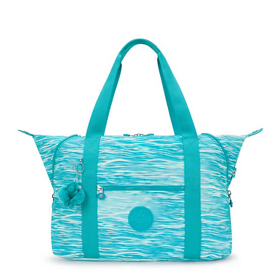 Kipling Art Medium Printed Tote Bags Light Turquoise | ZWUNI3059