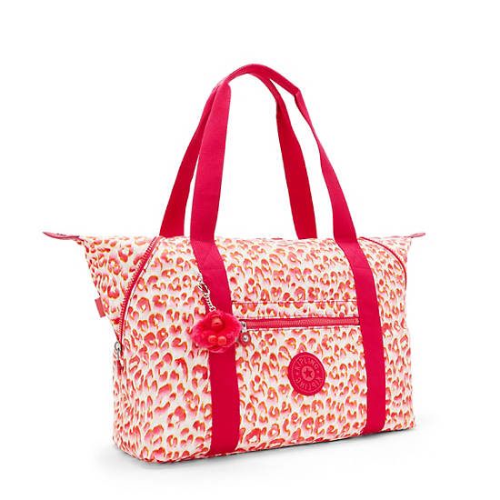 Kipling Art Medium Printed Tote Bags Pink | AHMWJ3570