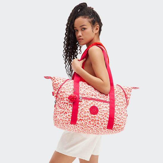 Kipling Art Medium Printed Tote Bags Pink | RPEVK5019