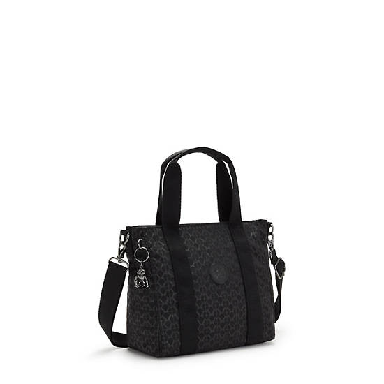 Kipling Asseni Mini Printed Tote Bags Black | GRYIU2546