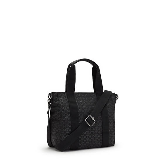 Kipling Asseni Mini Printed Tote Bags Black | GRYIU2546