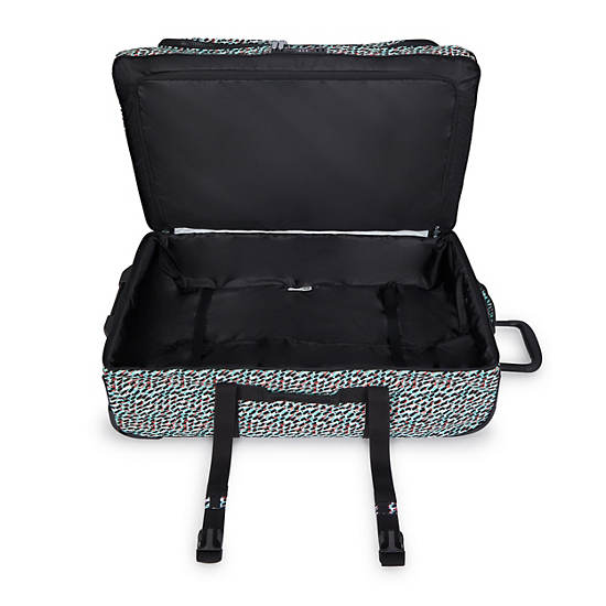 Kipling Aviana Large Printed Rolling Duffle Bags Black / Multicolor | XTVQY5196