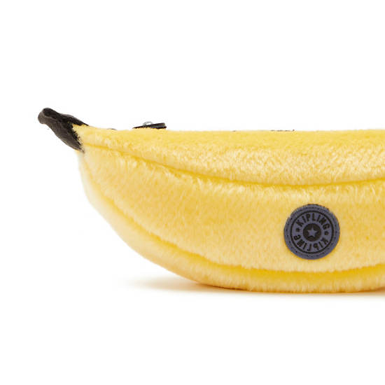 Kipling Banana Minions Furry Pencil Cases Yellow / Black | ZKRPS3180