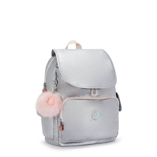 Kipling City Pack Metallic Backpack Silver / Metal | OZQBS5807