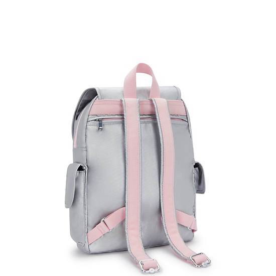 Kipling City Pack Metallic Backpack Silver / Metal | OZQBS5807