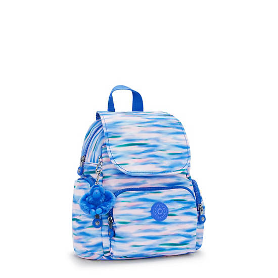 Kipling City Zip Printed Mini Backpack Blue | STEHY2578