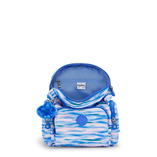 Kipling City Zip Printed Mini Backpack Blue | STEHY2578