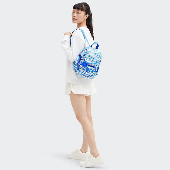 Kipling City Zip Printed Mini Backpack Blue | STEHY2578