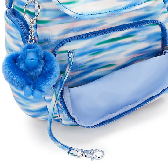 Kipling City Zip Printed Mini Backpack Blue | STEHY2578