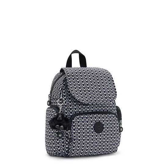 Kipling City Zip Printed Mini Backpack Black / White | TZHAV3678