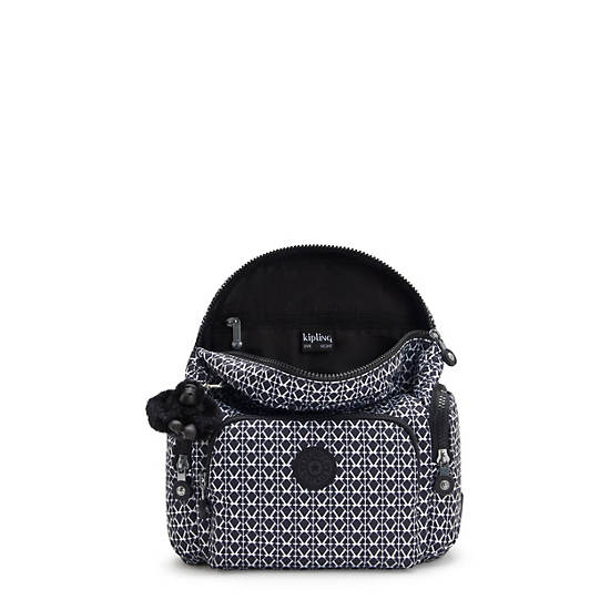 Kipling City Zip Printed Mini Backpack Black / White | TZHAV3678