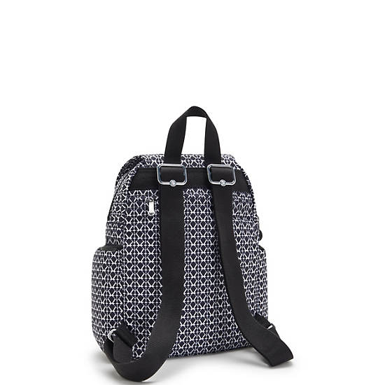 Kipling City Zip Printed Mini Backpack Black / White | TZHAV3678