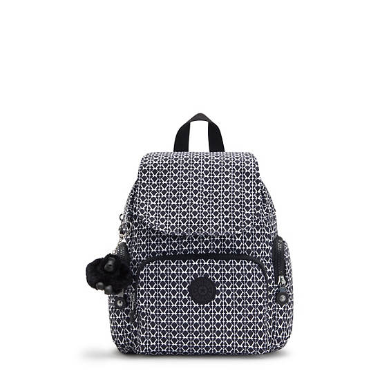 Kipling City Zip Printed Mini Backpack Black / White | TZHAV3678