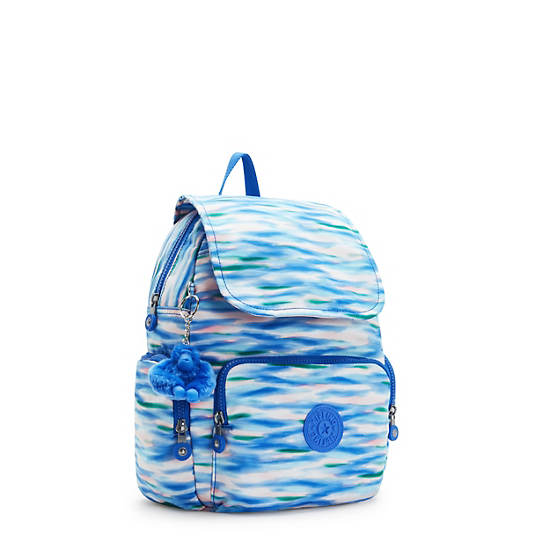 Kipling City Zip Printed Small Backpack Blue | LHEWR0139