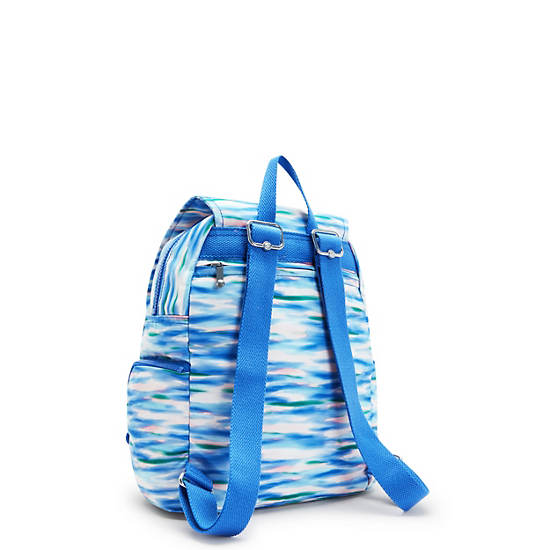 Kipling City Zip Printed Small Backpack Blue | LHEWR0139