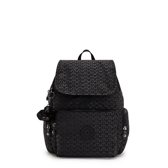 Kipling City Zip Printed Small Backpack Black | KNWSC8470