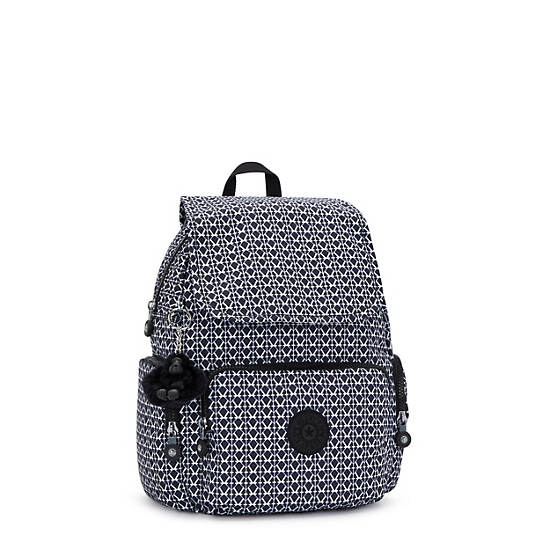 Kipling City Zip Printed Small Backpack Grey / White / Black | UMAZL3802