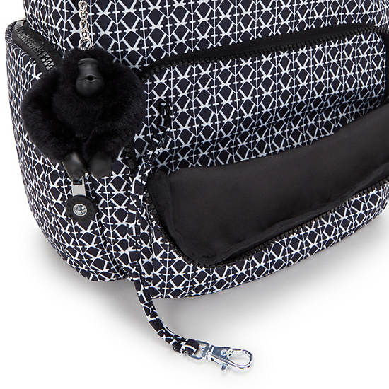 Kipling City Zip Printed Small Backpack Grey / White / Black | UMAZL3802