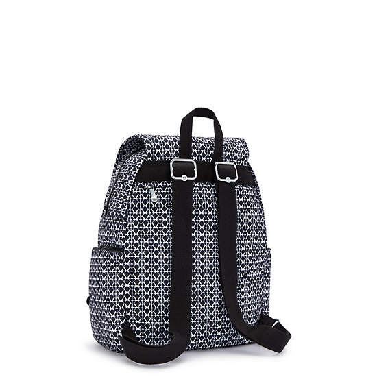 Kipling City Zip Printed Small Backpack Grey / White / Black | UMAZL3802