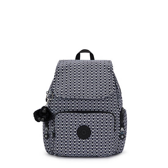 Kipling City Zip Printed Small Backpack Grey / White / Black | UMAZL3802