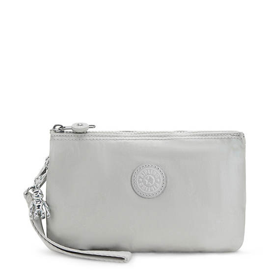 Kipling Creativity Extra Large Metallic Wristlet Wallets Light Metal | NOPDJ7954